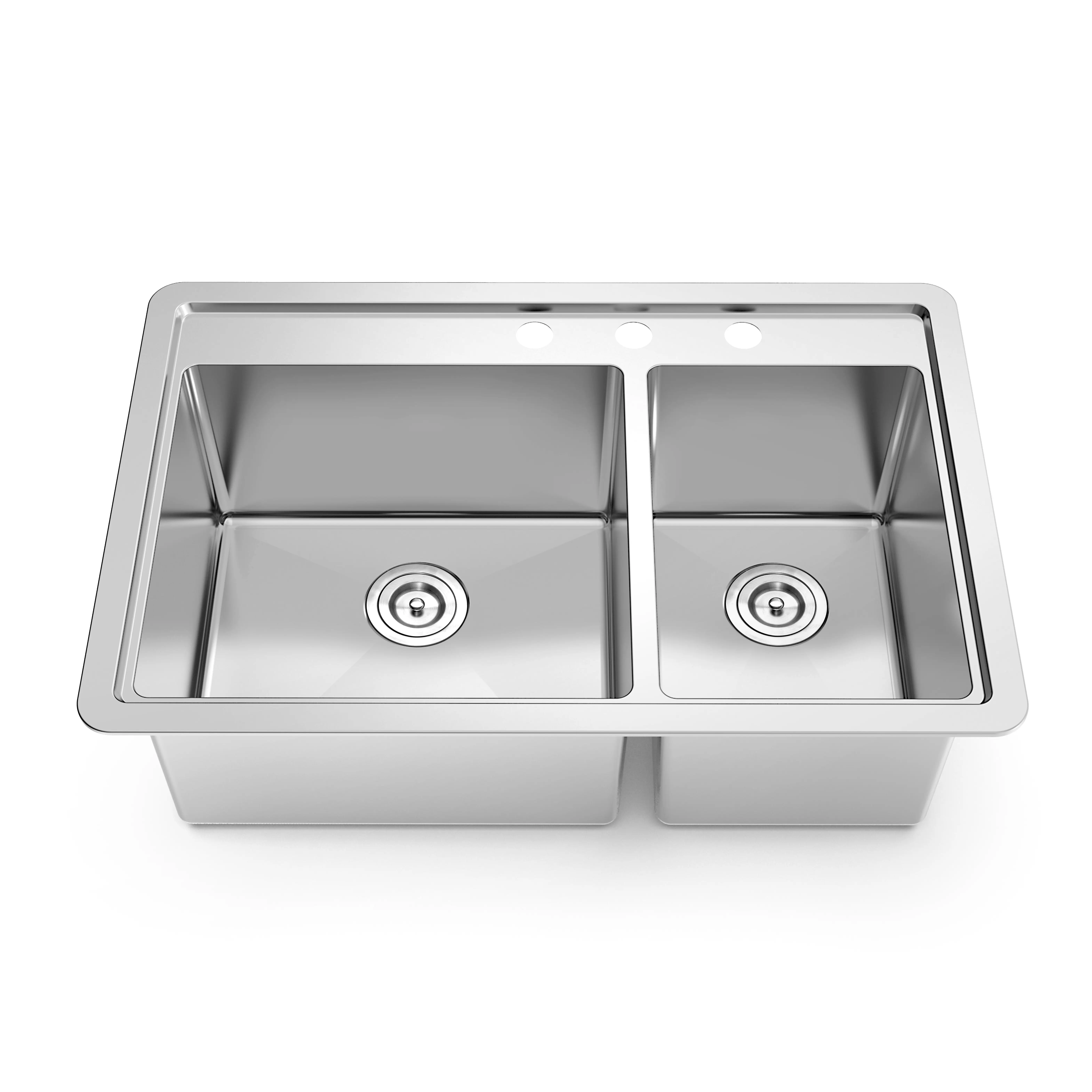 Cucina in acciaio inox lavello a mano ciotola con pressato deck doppia ciotola