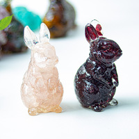 Figurine de lapin en coquillages colorés et gravier de cristal poli, en résine époxy, objet de collection unique, cadeau d'anniversaire pour amoureux