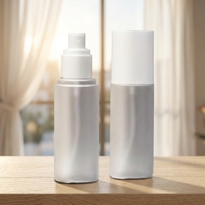 Botella de Plástico de 100 ml, Cilíndrica, con Hombro Plano, Vacía, Esmerilada, de PET, para Maquillaje, Limpiador Facial, Champú, Spray - Product Image 5