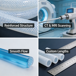 Tuyau en silicone tressé jetable haute pression pour injection de contraste <span class=keywords><strong>CT</strong></span>/MRI, classe VI USP, vulcanisé au platine - Product Image 6