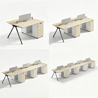 Poste de travail modulaire en bois moderne pour 4, 6 ou 8 personnes avec prises électriques et panneaux de séparation pour espaces commerciaux
