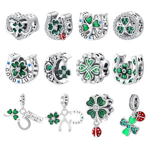 Wholesale Plata <strong>Charm</strong> S925 Silver Four Leaf Clover Ladybug Pendant Beads <strong>Charms</strong> for Bracelet Necklace DIY Gift Accessories - Product Image 1