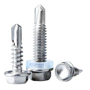 Tornillo <span class=keywords><strong>Autoperforante</strong></span> de Cabeza <span class=keywords><strong>Hexagonal</strong></span> de Acero Inoxidable SUS410 con Arandela de PVC - Product Image 2