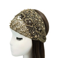 Accessoire Cheveux Femme Automne Hiver Classique Jacquard à Carreaux Couvre Cheveux Gris Respirant Fait Main Ornements Perles et Strass