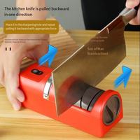 Affûteur de couteaux électrique USB à chargement USB, usage domestique, affûtage grossier et fin, multi-affûtage, en acier inoxydable, type à pression, en promotion