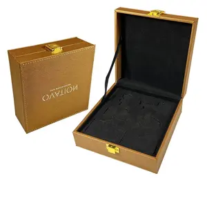 定制标志豪华雪茄锁锁扣包装盒钥匙贵宾信用卡纪念品包装皮革礼品盒