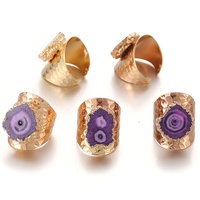 Reiki Cincin Serbet Batu Druzy Kristal Merah, Perhiasan Natal Bungkus Tembaga Berlapis Emas Batu Permata Heishi Penyembuhan Alami