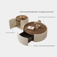 Table basse ronde moderne en forme de pétale, fabriquée en Chine, pour salon, avec rangement