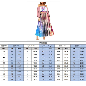 新款大码女性优雅长袖脱肩两件套塔帕波利尼西亚部落裁剪上衣和长裙女童连衣裙 - Product Image 5