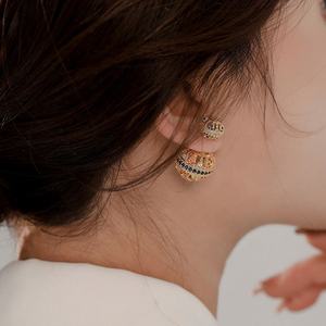 Pendientes de Botón de Mujer, Diseño Geométrico con Bolas Huecas, Estilo Vintage, Color Oro Cobre, con Circonitas, Exagerados, Novedad 2025 - Product Image 4