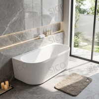 Baignoire autoportante moderne blanche en acrylique de 1,8 m avec drain et robinet de massage intégrés pour salles de bain d'appartements ou d'hôtels