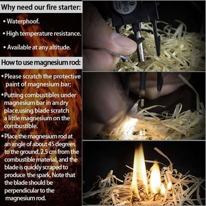 Camping Reflective Survival <b>Watch</b> Weaves Bracelet Whistle Buckles with Flint Fire Starters and <b>Compass</b> Led Light - Product Image 4