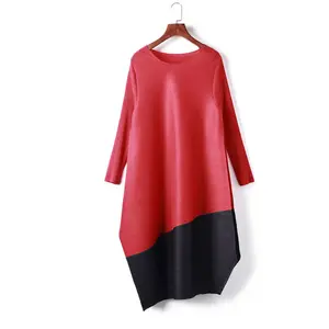 Plis Usine Nouveau Style Chauve-Souris Rayure Coupe Ample Grande Taille Robe pour Les Femmes