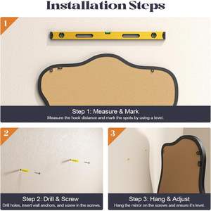 Espejo de Pared Decorativo Asimétrico Moderno Brauthon de 20\" X 36\", Metal Negro Ondulado con Forma Irregular - Product Image 6