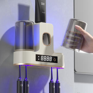 Stérilisateur de brosse à dents intelligent avec lumière UV, gris, en plastique, support à ventouse, rangement de salle de bain 955 - Product Image 2