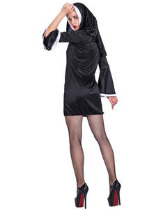 Costume da <span class=keywords><strong>suora</strong></span> adulta per pasqua feste di carnevale di Halloween abito nero con cappuccio per spettacoli teatrali Cosplay gioco di ruolo Set - Product Image 1