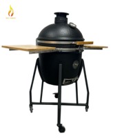 MCD 22 pouces chariot extérieur grill fumeur charbon bbq Kamado fumée moins bois support pour bbq