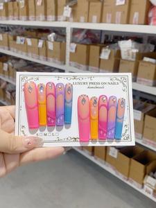 Colle pour ongles pressés de luxe |   Ongles artificiels réutilisables en ABS, style français extra long, couleur violet, avec logo personnalisé pour les doigts - Product Image 3