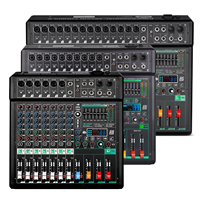 Console de mixage audio professionnelle 8/12/16 canaux, contrôleur DJ, console de mixage audio, alimentation fantôme 48V, effets 99DSP avec MP3/BT/USB