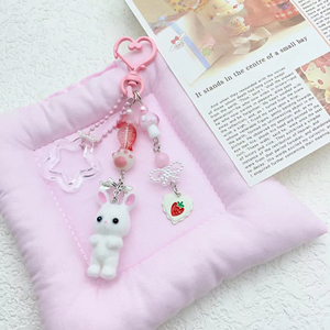 Wholesale Customized Cute Pink Keychain Fuzzy <b>Cat</b> Keychain Aesthetic Keyring Stylish Keychains Accessories - Product Image 5