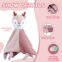 Couverture apaisante et serviette en peluche pour bébé, motif cerf de dessin animé, ultra douce, personnalisable par ODM, unisexe pour le confort de bébé