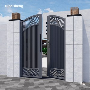 <span class=keywords><strong>Portail</strong></span> de cour moderne en alliage d'aluminium et fer forgé à double <span class=keywords><strong>battant</strong></span> pour villas, maisons de campagne auto-construites, grande entrée extérieure - Product Image 3