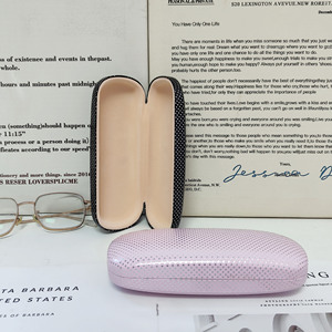 Solid Color Minimalist Polka Dot <b>Glasses</b> <b>Case</b> Rectangle Flip Metal Eyeglasses Storage Box Portable Women Student Use - Product Image 4