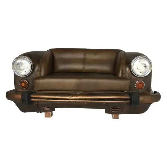 Ambassador brown leather Vintage furniture one seating Car Sofa