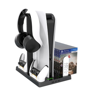 PS5 Console Stand With Fan Cooling <b>Controller</b> Charging Dock And Headphone <b>Holder</b> For PS5 Game Console Accessories - Product Image 1