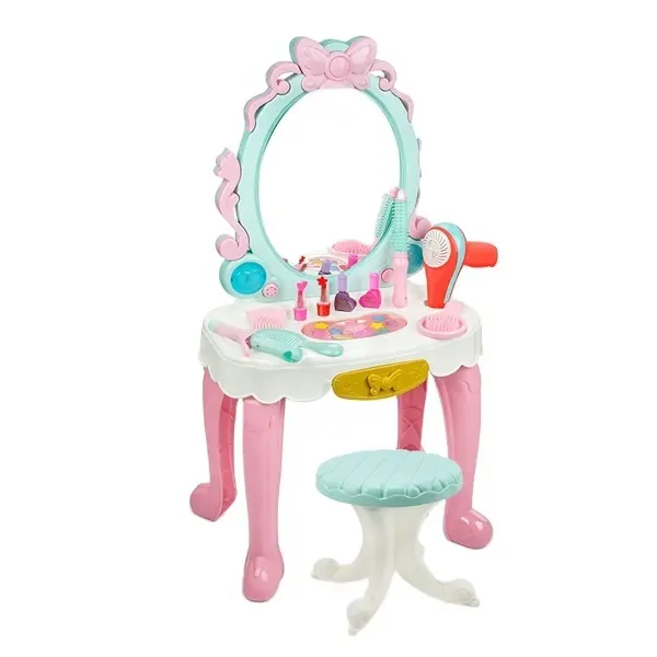 New Product DIY Free Combination Role Play Children Mini Play House Pretend Toy Girls Plastic Beauty Makeup desk toys for girl