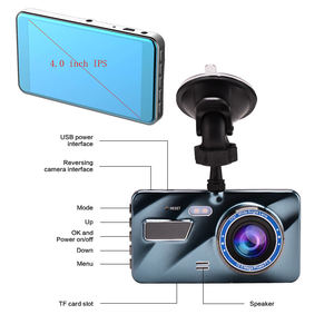 Caméra de tableau de bord voiture DVR HD 1080p 4 pouces IPS écran double objectif 170 degrés grand Angle G-capteur voiture boîte noire enregistreur vidéo - Product Image 5