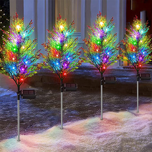 Lámpara Solar Xinhuiyuan con Forma de Pino Ciprés, 7 Colores LED, Impermeable para Exteriores, Jardín, Césped, Decoración de Patio - Product Image 1