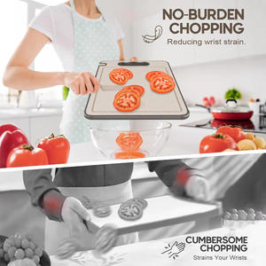 Tabla de cortar de plástico y acero inoxidable, rectangular, 14.4x9.8 pulgadas, antideslizante, con ranura para jugos y área de trituración, apta para lavavajillas - Product Image 2