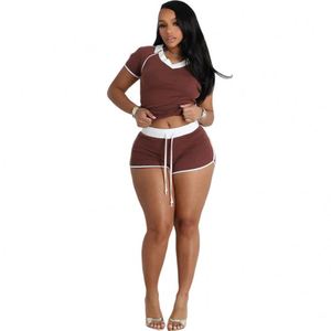 Tienda <span class=keywords><strong>en</strong></span> Línea, Conjunto de Verano para Mujer, Estilo Euroamericano, Nuevo, Moderno, Informal, de Manga Corta y Pantalones Cortos - Product Image 4