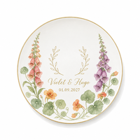 Tempat Perhiasan Keramik Custom Motif Bunga Watercolour, Nampan Perhiasan, Hadiah Pernikahan dengan Nama dan Tanggal untuk Pengantin Wanita