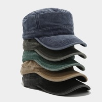 Casquette de baseball en coton délavée style américain, couleur unie, à calotte plate, rétro, décontractée, pour le travail, modèle cadet, pour hommes