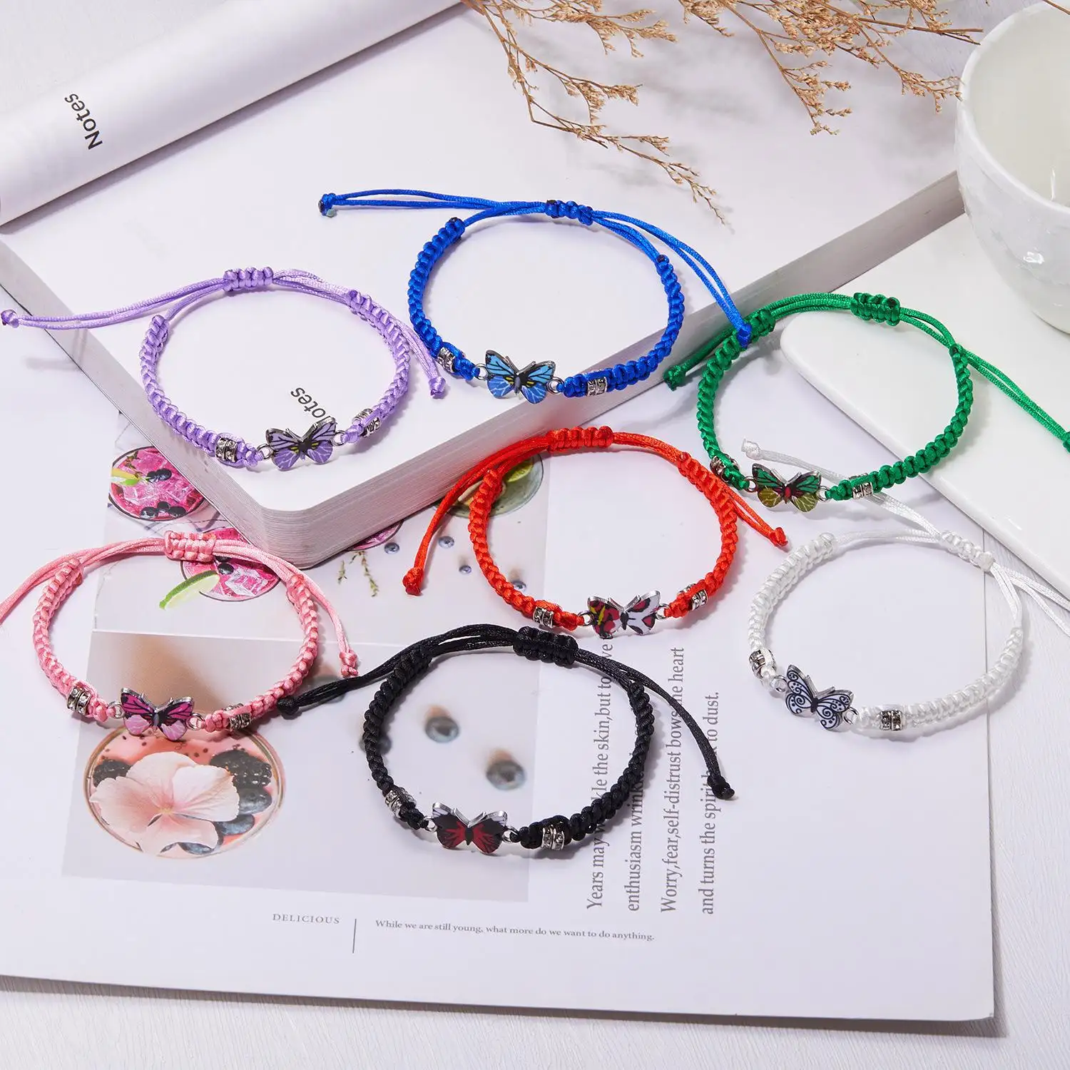 2 Bracciali Dell'Amicizia Con Farfalla – Regolabili In Lega Di Zinco E Poliestere, Per Migliore Amica E Coppie - 3