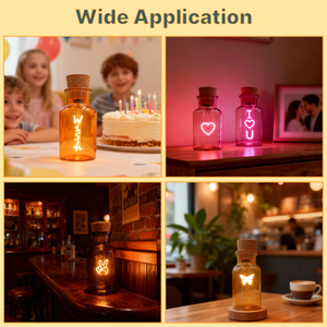 Lámpara de Diseño Único, Lámpara de Botella de Vidrio de Colores, Corazón, Deseo, Arcoíris, Bombilla LED Recargable USB-C, Luz de Regalo para Fines Decorativos - Product Image 6