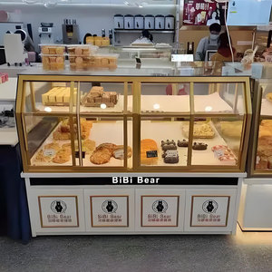 Armadi da esposizione per panetteria Premium personalizzati in vetro con illuminazione a LED in legno per pasticcerie da forno Premium - Product Image 5