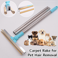 Râteau à poils d'animaux réutilisable à long manche réglable pour tapis et moquettes