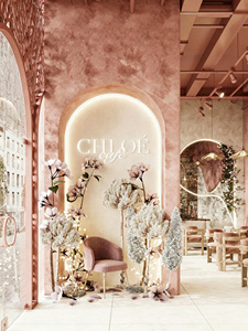 Conception d'intérieur clé en main pour café-restaurant français, aménagement de café Wabi Sabi, comptoir de bar personnalisé en microciment, bois et terrazzo - Product Image 3
