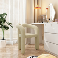Chaise d'appoint moderne rembourrée, style crème, chaise de salle à manger design avec dossier pour salle de maquillage, chambre à coucher, salon