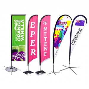 Wholesale Custom Durable Double-Sided Printed Outdoor Feather Promotional Flags & Banners with Flying Beach Design