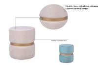 CARLFORD Pouf en Velours Moderne, Meuble Ottoman en Tissu avec Décoration Dorée, Tabouret Ottoman en Velours