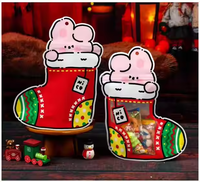 En stock sacs à zip-lock en plastique auto-scellants joyeux noël bonbons biscuit nourriture Doypack pochette debout avec fenêtre