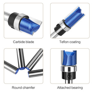 6mm und 1/4 "Runds chaft muster Bit 2 Hartmetall klingen Ein Lager Gerade Fräser Bit Einstechen und Trimmen und Schlitzen - Product Image 2