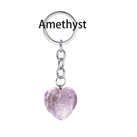 Rose Rose Quartz Coeur Forme Porte-clés En Acier Inoxydable Cristal Porte-clés Sac Clé Cadeaux pour Femmes