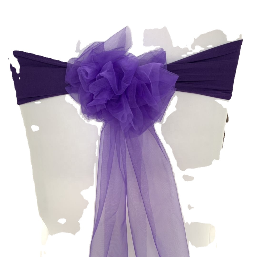 Стул из органзы с поясом Свадебный Банкетный стул с бантом Королевский синий стул с поясом