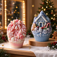 Moule en silicone en gros pour bougies DIY en forme de maison de neige, cupcake, cornet de glace, pour bougies parfumées, décoration de table de Noël et cadeau, facile à démouler