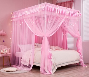 Moustiquaire de lit pliable en forme carrée, style princesse, avec dentelle en maille, pour lit Queen ou King Size, idéale pour une utilisation intérieure à la maison - Product Image 1
